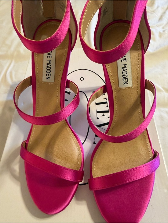 Steve Madden Shoes - Steve Madden Women's Hot Pink Satin Strappy Block Heels